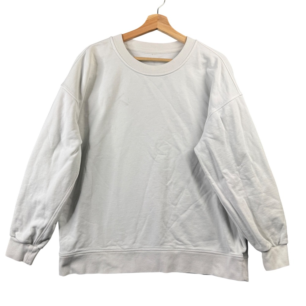 Lululemon Perfectly Oversized Crew Sweatshirt White Cotton Terry Logo Size 8